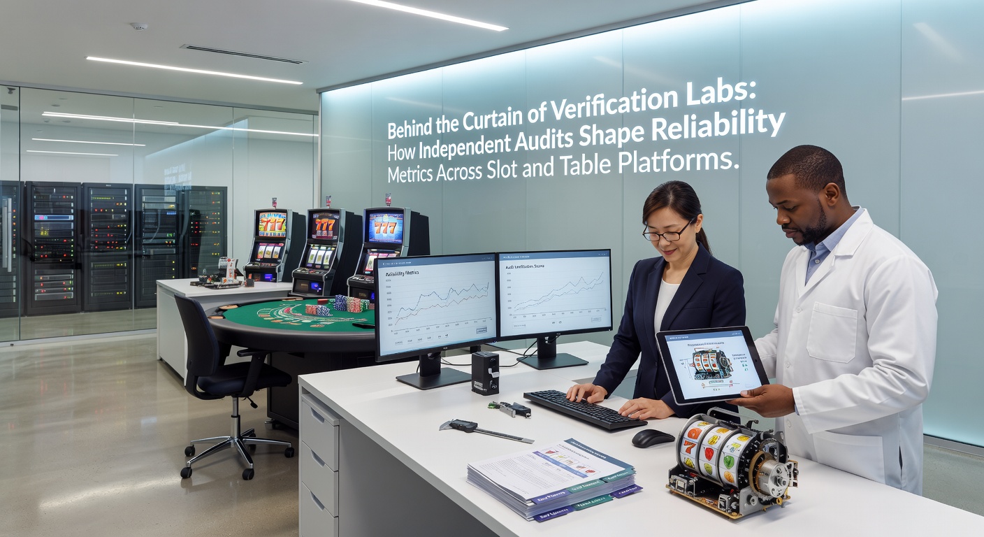 Innenansicht eines Prüflabors mit Teststationen für RNG-Validierung und Softwarezertifizierung in der Casino-Industrie
