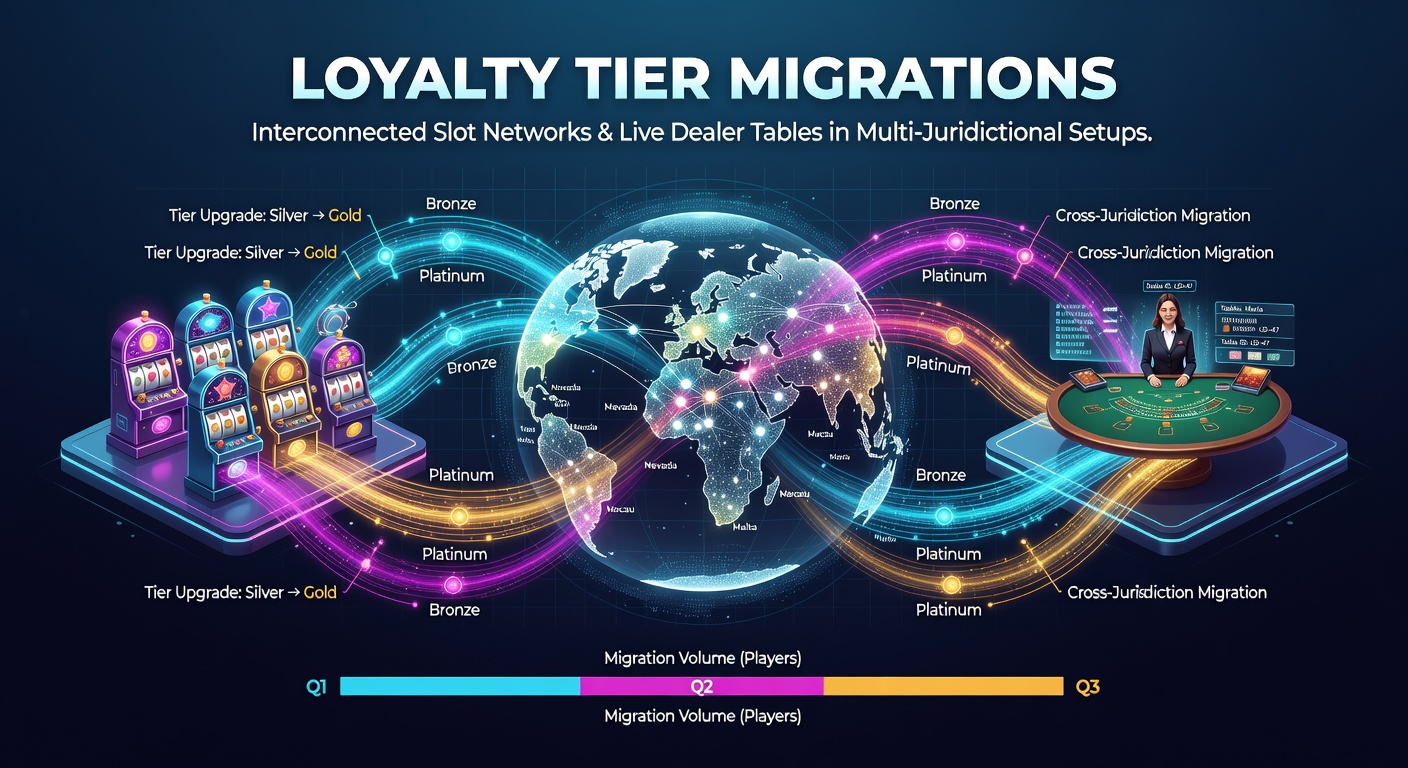 Vernetztes Slot- und Live-Dealer-Netzwerk mit Treuestufen-Migrationen in mehreren Jurisdiktionen
