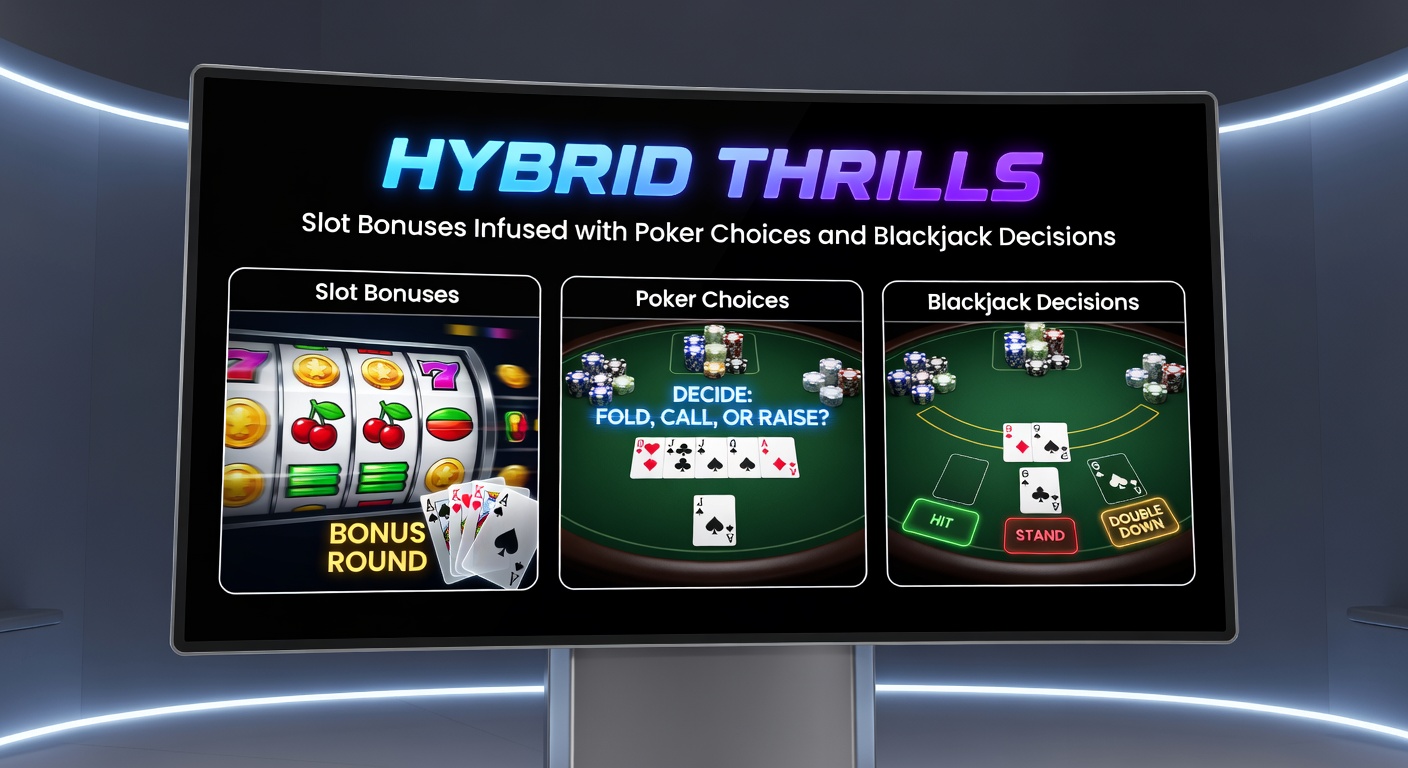 Nahaufnahme einer Blackjack-Entscheidung in einem Slot-Bonus, mit Kartenoptionen wie Hit, Stand oder Double auf einem leuchtenden Bildschirm
